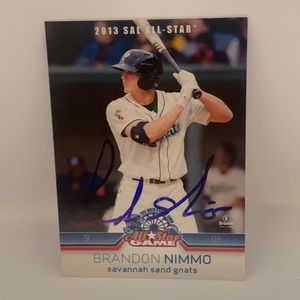 2013 Brandon Nimmo Savannah Sand Gnats IN Person Auto (012)